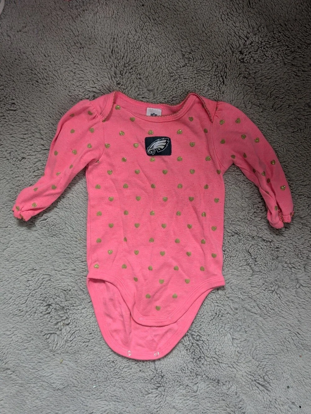 NFL Baby Girl's Pink Philadelphia Eagles Long Sleeve Bodysuit | 6-12M
